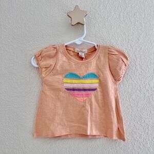 Everbloom Baby Girl’s Peach Heart Embroidered Short Sleeve T-Shirt Size 3M NWT